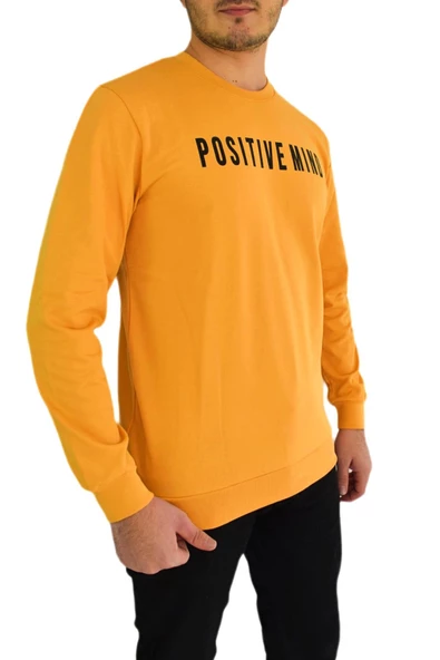 Erkek Sıfır Yaka Posıtıve Yazılı Sweat BGL-ST01721 - Resim 10
