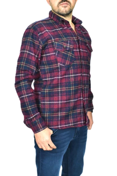 Erkek Gömlek Oduncu Silim Fit Uzun Kol Çift Cepli BGL-ST01682 - Resim 8