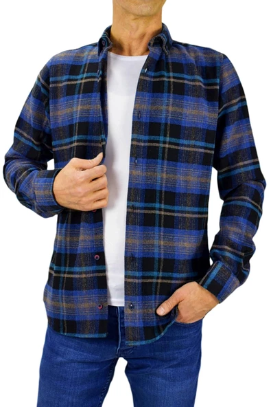 Erkek Silim Fit Ekose Oduncu Gömlek BGL-ST01711 - 10