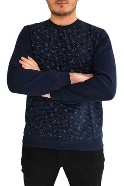 Erkek Sıfır Yaka Sweat Yaprak Desenli BGL-ST01705 - 4