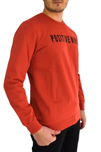 Erkek Sıfır Yaka Posıtıve Yazılı Sweat BGL-ST01721 - Resim 7