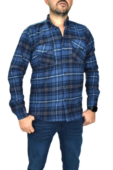 Erkek Gömlek Oduncu Silim Fit Uzun Kol Çift Cepli BGL-ST01682 - Resim 3