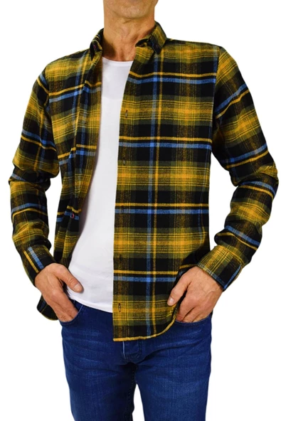 Erkek Silim Fit Ekose Oduncu Gömlek BGL-ST01711 - 7