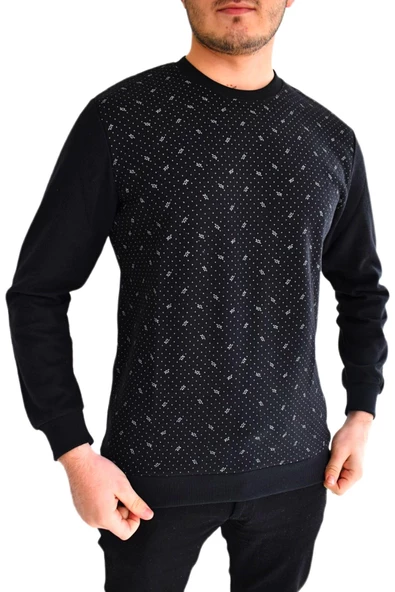 Erkek Sıfır Yaka Sweat Yaprak Desenli BGL-ST01705 - 1