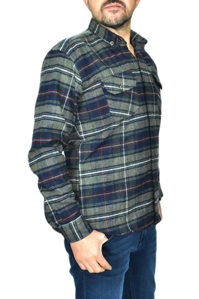 Erkek Gömlek Oduncu Silim Fit Uzun Kol Çift Cepli BGL-ST01682 - Resim 7