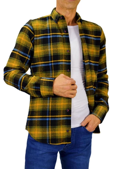 Erkek Silim Fit Ekose Oduncu Gömlek BGL-ST01711 - 4
