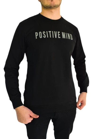 Erkek Sıfır Yaka Posıtıve Yazılı Sweat BGL-ST01721 ürün görseli