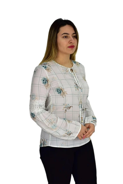 Kadın Çiçekli Bluz BGL-ST00591 - 5