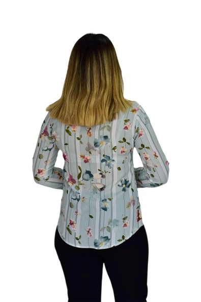 Kadın Yeşil Desenli Bluz BGL-ST00592 - Resim 7