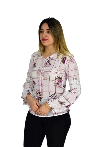Kadın Çiçekli Bluz BGL-ST00591 - 6