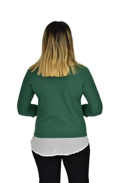 Kadın Boncuk İşli Kayık Yaka Sweat BRG-37415 - 12