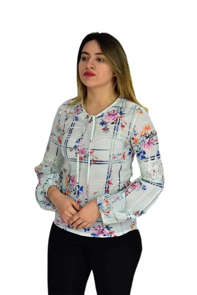 Kadın Çiçekli Bluz BGL-ST00591 - 7