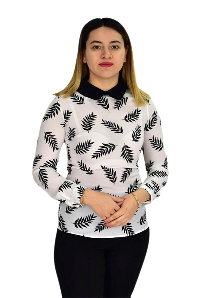Kadın Krep Yaprak Bluz SM3018 ürün görseli