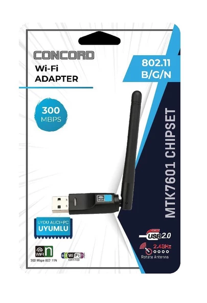 Concord W7 Uydu Alıcı Ve Pc Uyumlu 300 Mbps Wireless Usb Adaptör - 2