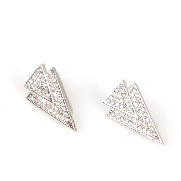 925 Ayar Gümüş V Taşlı Küpe - Resim 2