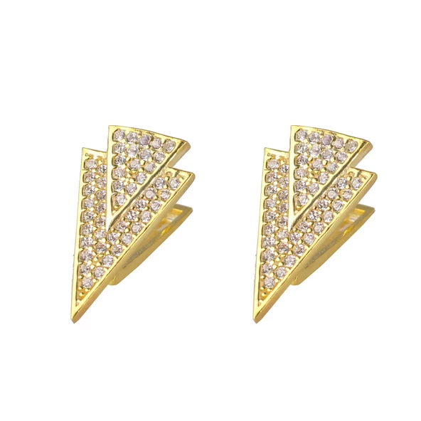 925 Ayar Gümüş V Taşlı Küpe - Resim 5