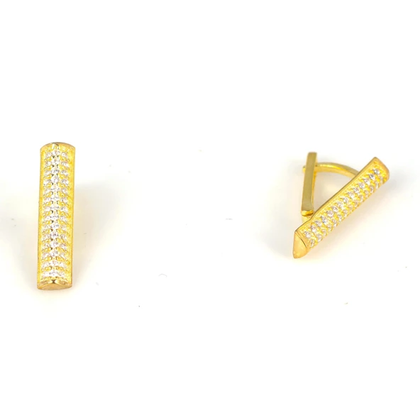 925 Ayar Gümüş Çubuk Taşlı Küpe - 7