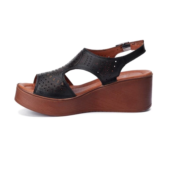VENÜS 2113604Y DOLGU TOPUK COMFORT DERİ KADIN SANDALET - 5