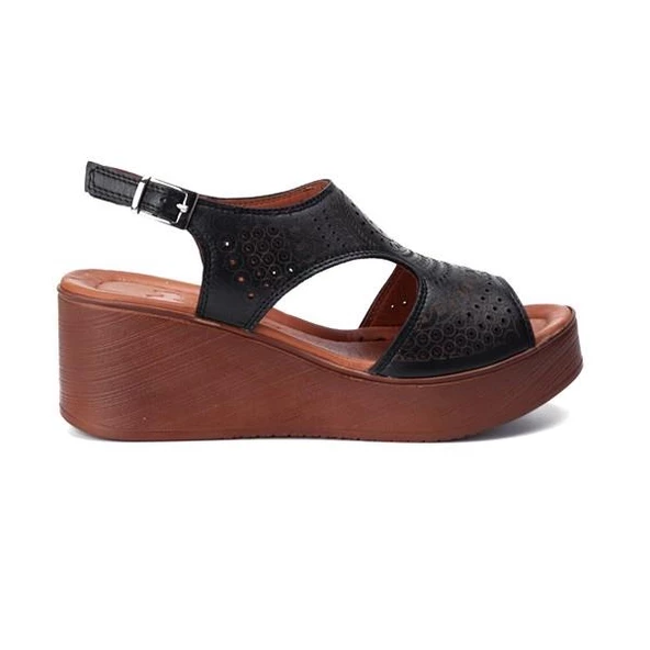 VENÜS 2113604Y DOLGU TOPUK COMFORT DERİ KADIN SANDALET - 3