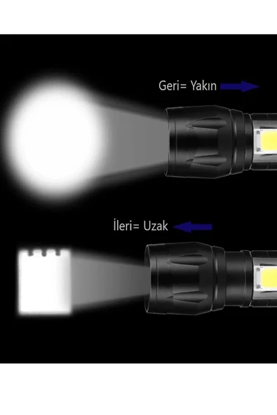 Ultra Güçlü Usb Şarjlı El Feneri Orjinal Kutusunda  Kamp Feneri Avcılık Feneri Polis Feneri - 5