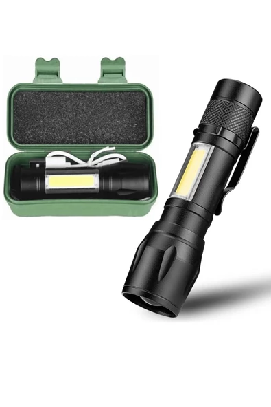 Ultra Güçlü Usb Şarjlı El Feneri Orjinal Kutusunda  Kamp Feneri Avcılık Feneri Polis Feneri