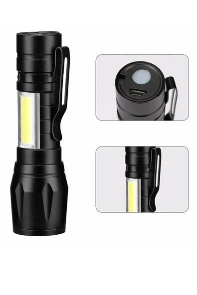 Ultra Güçlü Usb Şarjlı El Feneri Orjinal Kutusunda  Kamp Feneri Avcılık Feneri Polis Feneri - 2