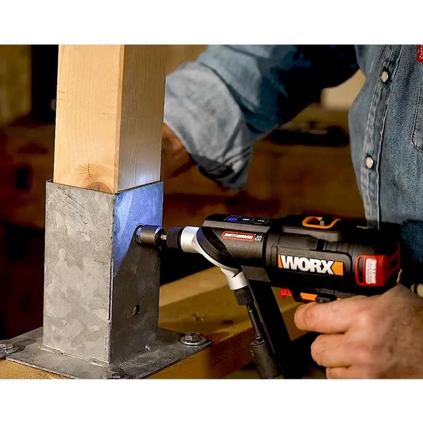 Worx Wx177 20Volt/2.0Ah Li-İon Döner Kafa Ve Çift Mandrenli Profesyonel Kömürsüz Şarjlı Matkap + 6 Parça Uç - 5