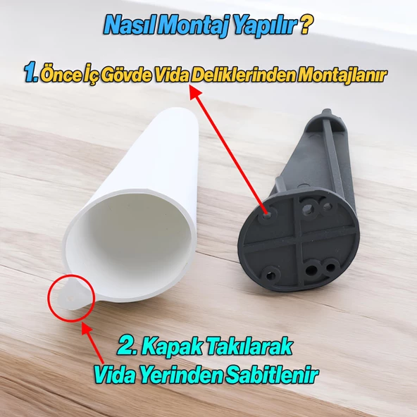 Açılı Konik 4 Adet Beyaz 12 cm Mobilya Yükseltici Baza Ayağı Koltuk Kanepe Altı Puf Ayakları - 6