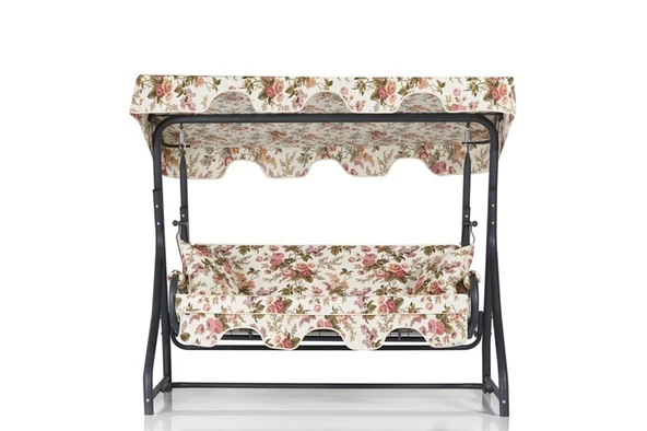 Olea 3 Kişilik Bahçe Balkon Teras Salıncağı - İngiliz Gülü - 2