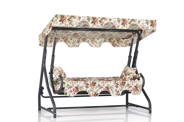 Olea 3 Kişilik Bahçe Balkon Teras Salıncağı - İngiliz Gülü - 4