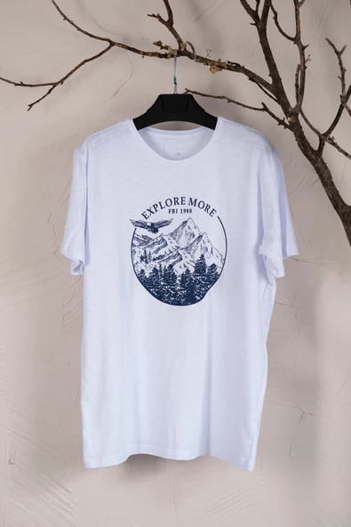 SIFIR YAKA BÜYÜK BEDEN BASKILI PENYE ERKEK T-SHİRT - 3