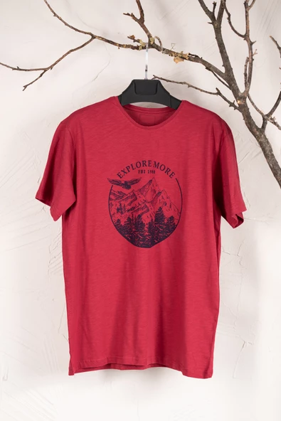 SIFIR YAKA BÜYÜK BEDEN BASKILI PENYE ERKEK T-SHİRT - 5