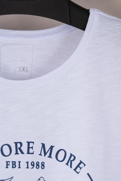 SIFIR YAKA BÜYÜK BEDEN BASKILI PENYE ERKEK T-SHİRT - 4