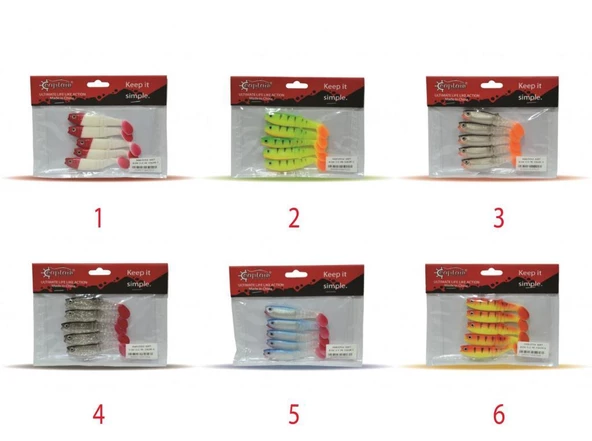 Captain 3569 Style Soft 8cm Levrek Silikonu 5'li Paket Suni Yem