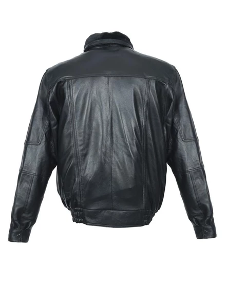 Yakası ve İçi Peluşlu Battal Beden Siyah Renk Erkek Deri Mont - 4