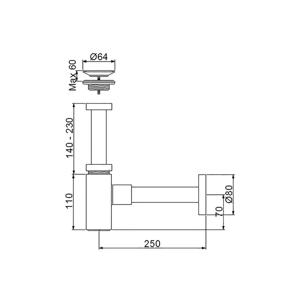 Newarc Sıfon Takımları Corner Lavabo Sıfonu Süzgeçlı - Altın 760521G - 2