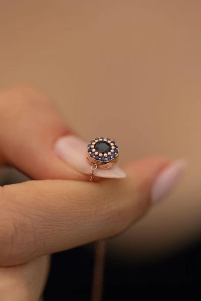 Safir Taşlı Rose 925 Ayar Gümüş Kaplama İtalyan Bileklik - 3