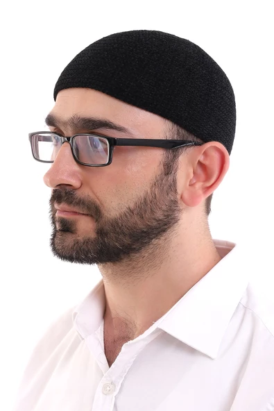 Kışlık Kadife Takke Düz Desen - Siyah
