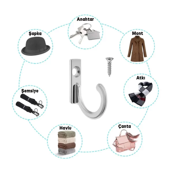 Duvar Dolap Çekmece Kapı Anahtar Askı Anahtarlık Askısı (5 ADET) - 2