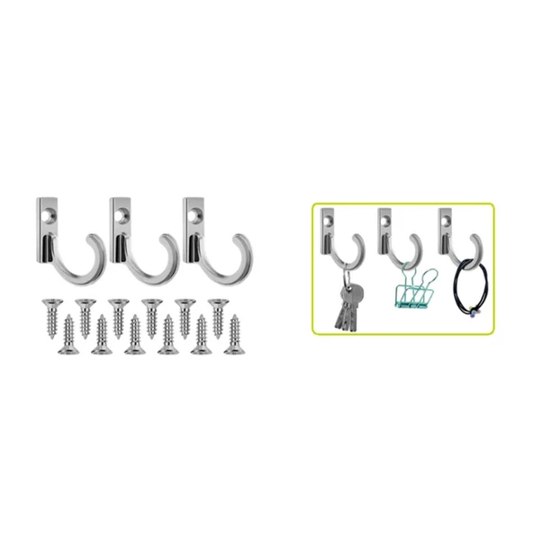 Duvar Dolap Çekmece Kapı Anahtar Askı Anahtarlık Askısı (5 ADET) - 6