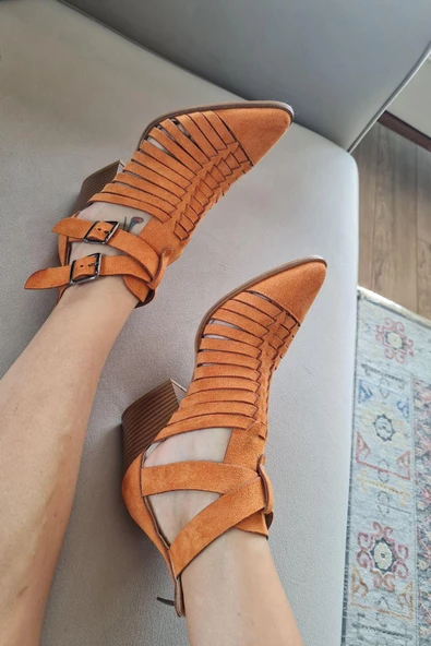 019 1007 Topukla Kadın Süet Yazlık Bot - 12