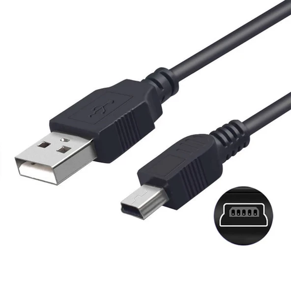 mini usb 5 pin şarj ve data kablosu mp3,mp4,ps3 kablosu 1m