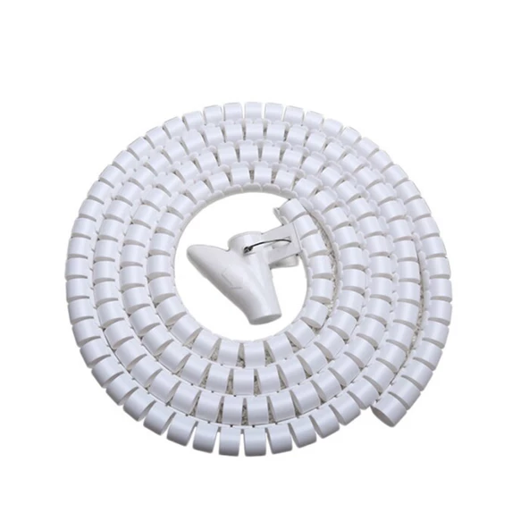 spiral kablo toplayıcı kablo düzenleyici Ø 20mm x1,5m Beyaz - 2