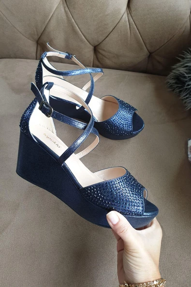 036 4176 Topukla Kadın Feta Dolgu Topuklu Taşlı Abiye Ayakkabı - 11