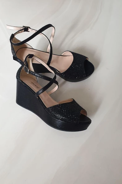 036 4176 Topukla Kadın Feta Dolgu Topuklu Taşlı Abiye Ayakkabı