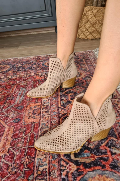 019 1015 Topukla Kadın Süet Yazlık Bot - 2