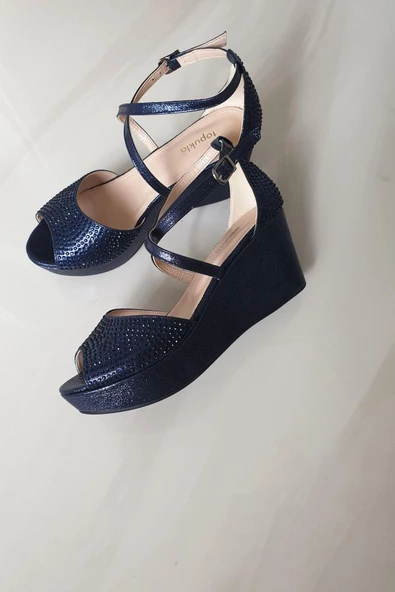 036 4176 Topukla Kadın Feta Dolgu Topuklu Taşlı Abiye Ayakkabı - 5