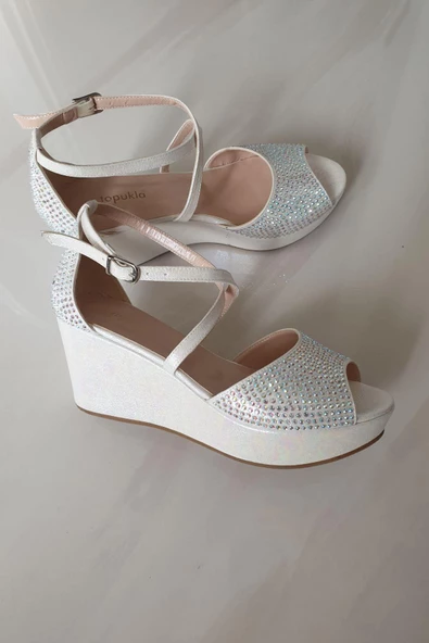 036 4176 Topukla Kadın Feta Dolgu Topuklu Taşlı Abiye Ayakkabı - 6