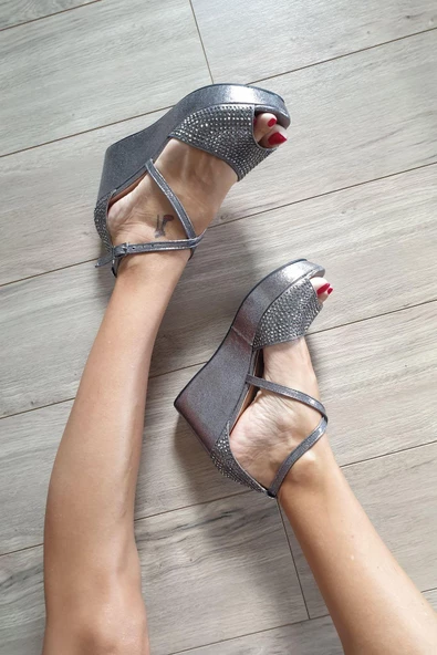 036 4176 Topukla Kadın Feta Dolgu Topuklu Taşlı Abiye Ayakkabı - 7