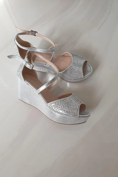 036 4176 Topukla Kadın Feta Dolgu Topuklu Taşlı Abiye Ayakkabı - 4